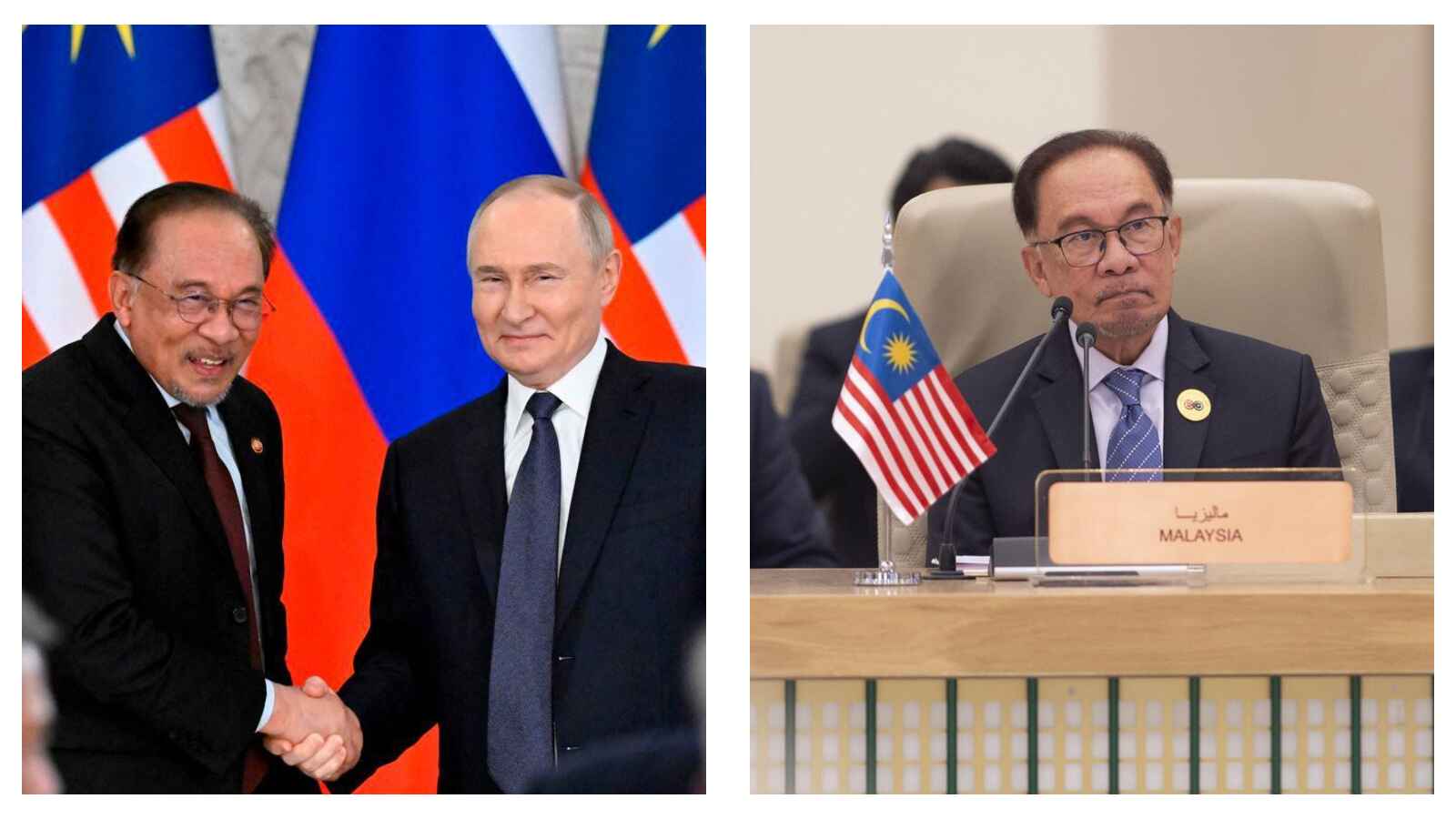 Malaysian Prime Minister Datuk Anwar Ibrahim and Vladimir Putin