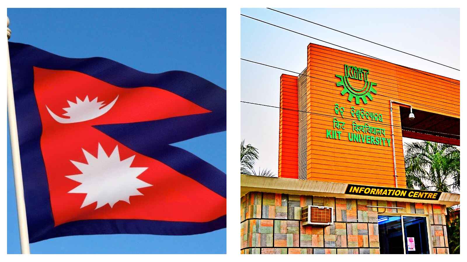 Nepal flag and KIIT Building