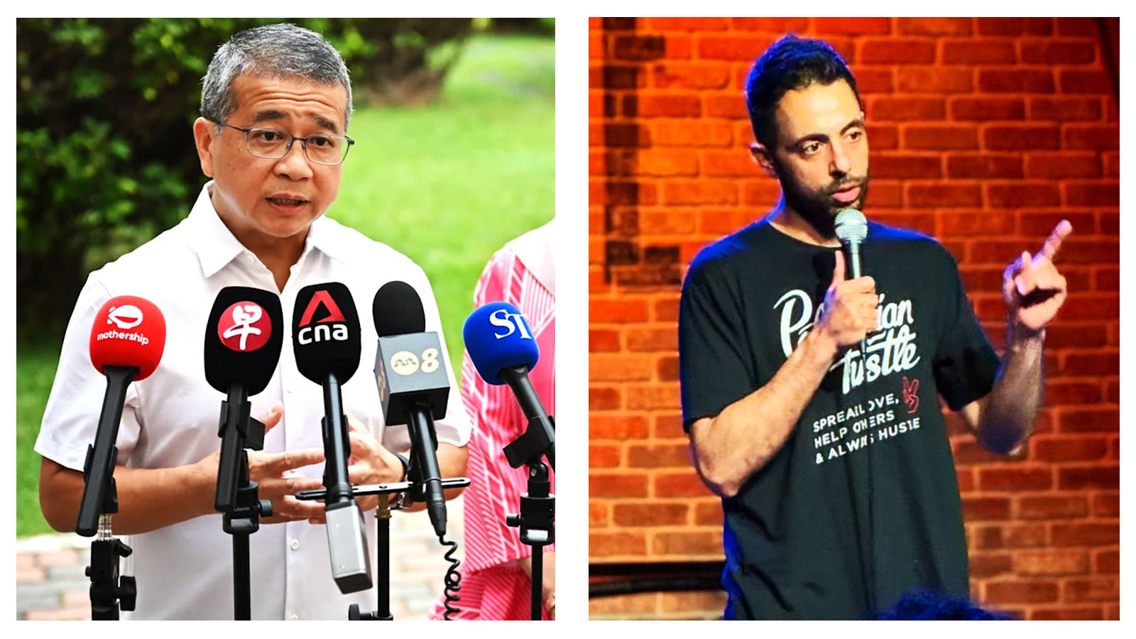 Law Minister Edwin Tong and US Comedian Sammy Obeid