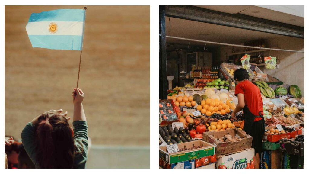 Argentina child and fruit stand