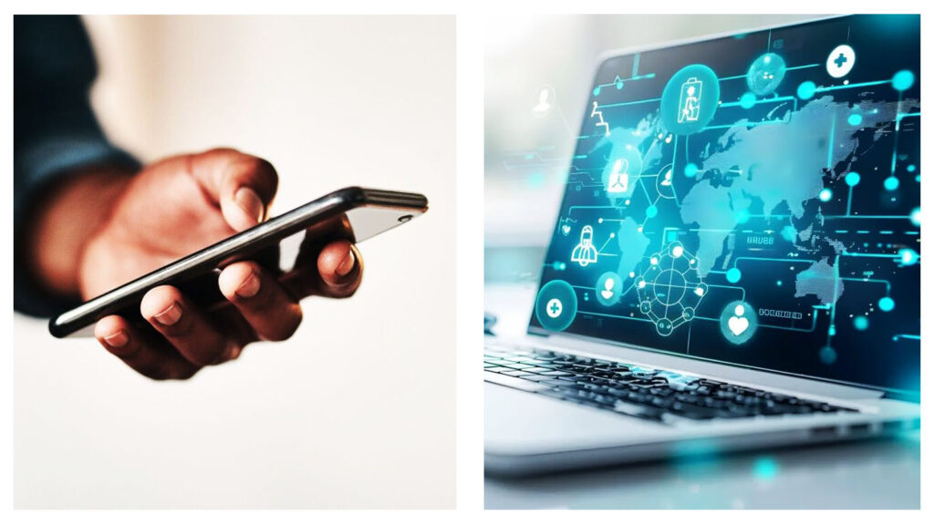 Cellphone and laptop digital graphic