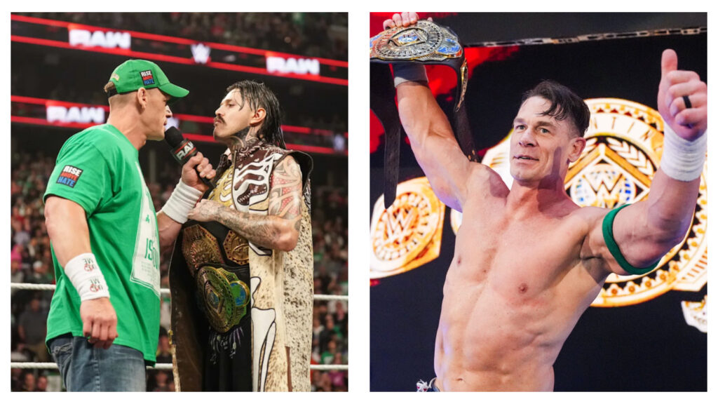 John Cena with Dominik Mysterio & the Intercontinental Championship belt