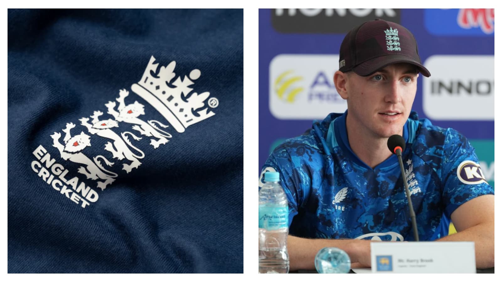 ECB logo & England's Harry Brook
