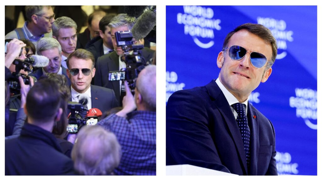 French President Emmanuel Macron's shades and 'for sure' speech at Davos go viral