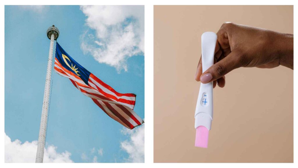 Malaysia flag and pregnancy test