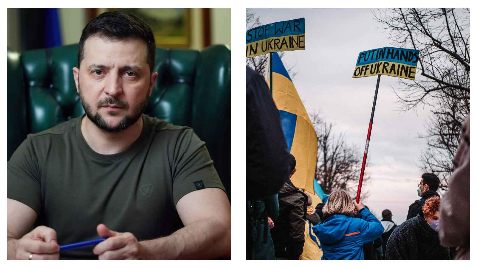 Volodomyr Zelensky and Ukraine war demo