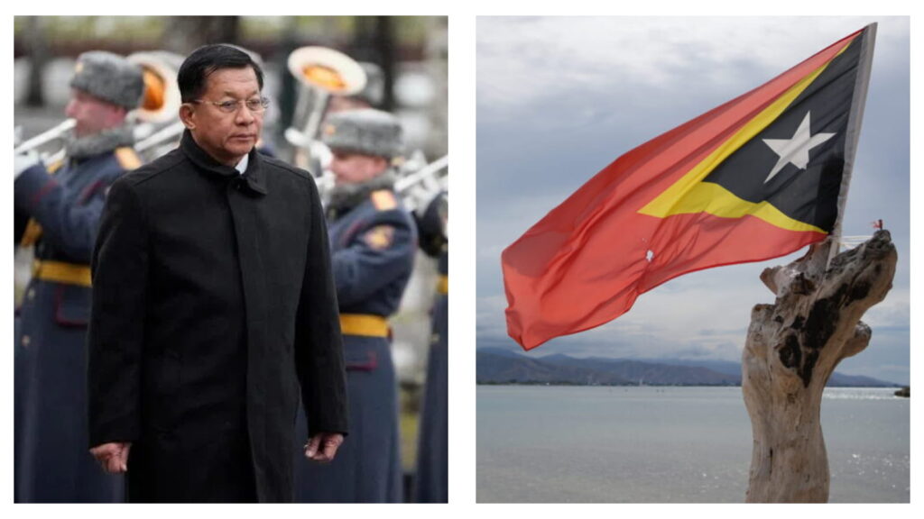 Min Aung Hlaing and Timor Leste flag