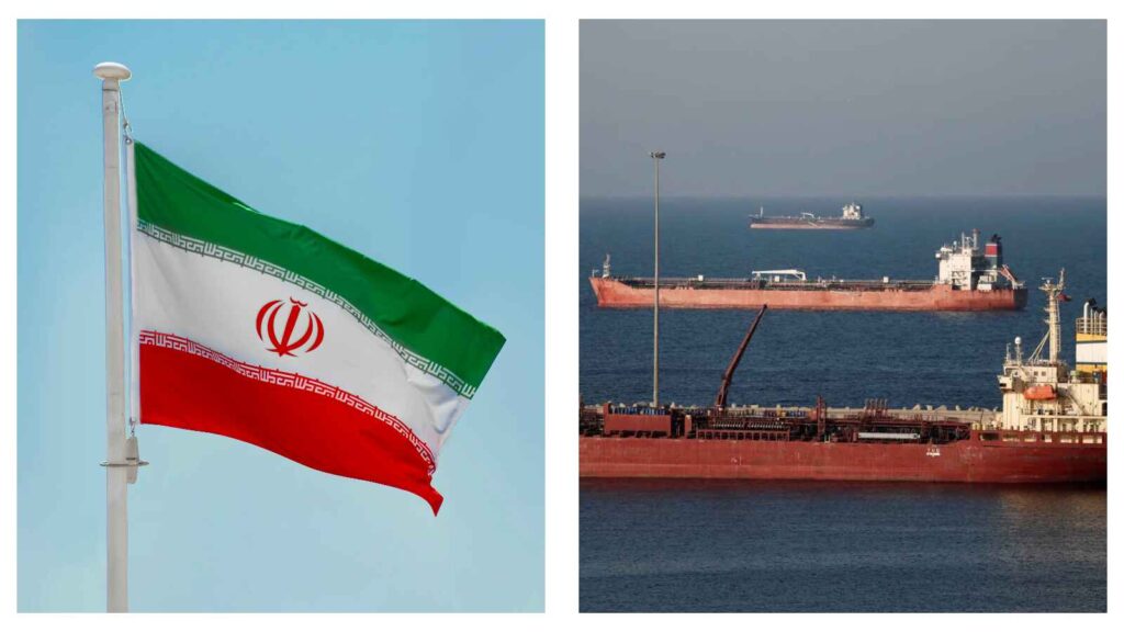 Iran flag and oil tankers