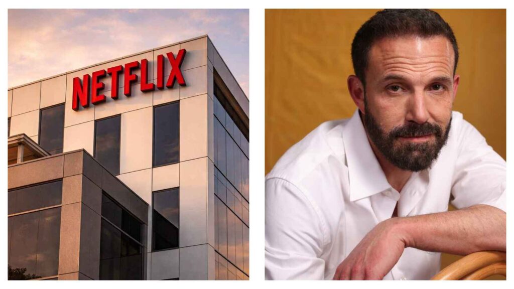 Netflix logo and Ben Affleck