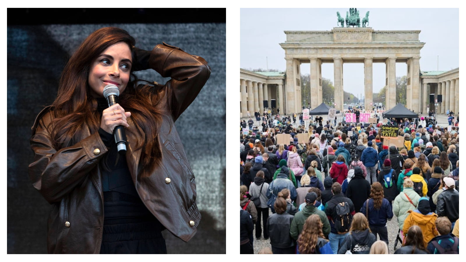 Collien Fernandes and Brandenburg Gate Protest