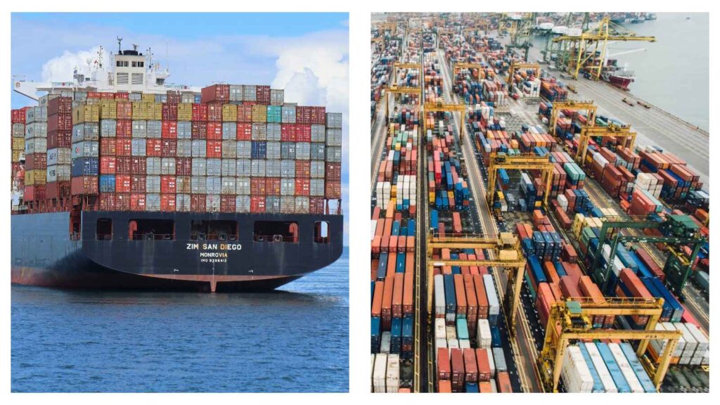 Container ships and cargo