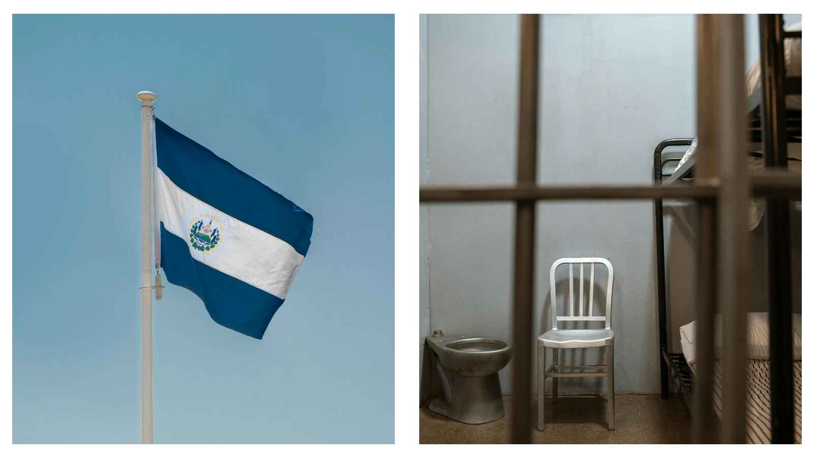 El Salvador flag and prison cell