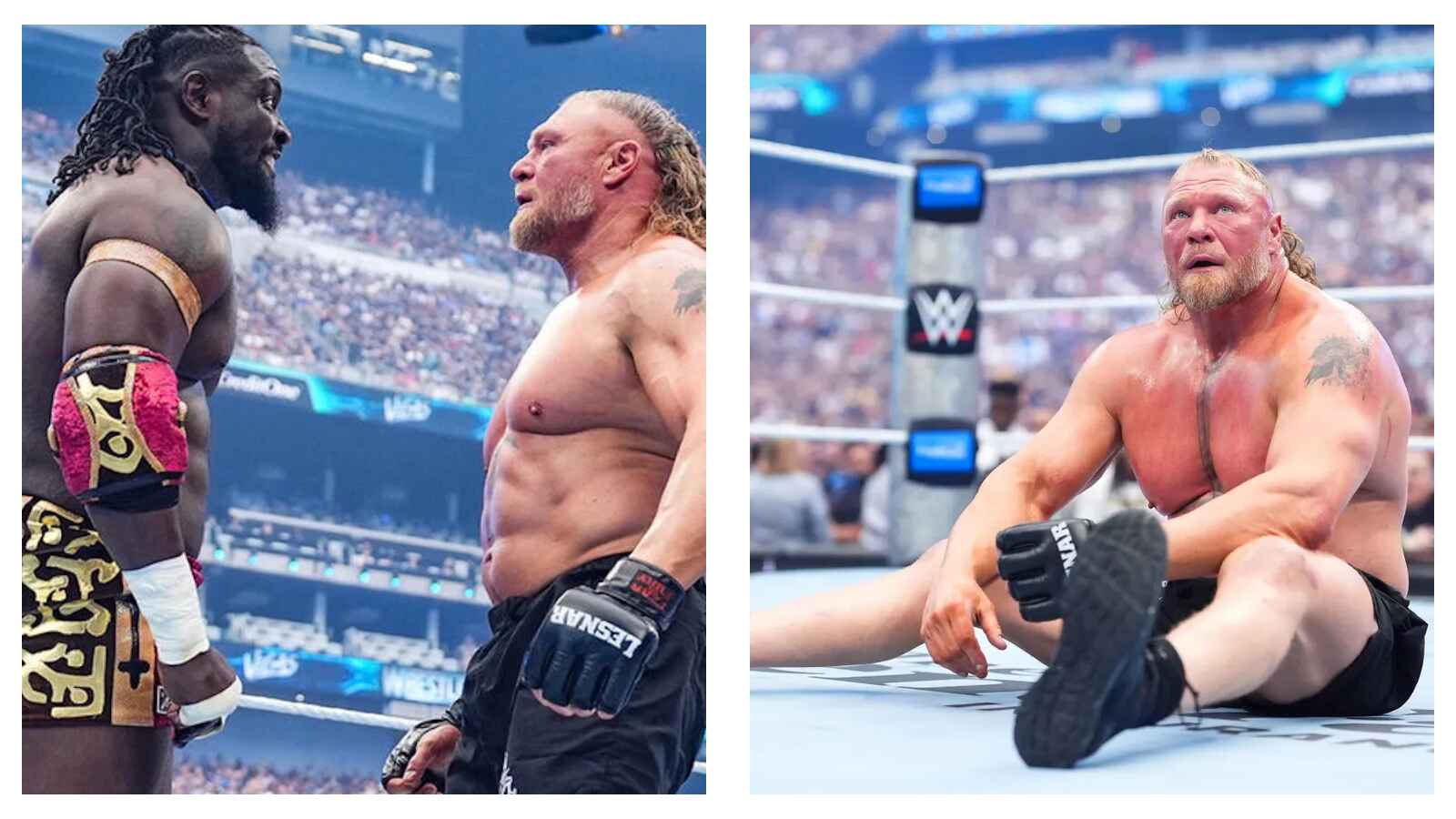 Oba Femi and Brock Lesnar at Wrestlemania 42