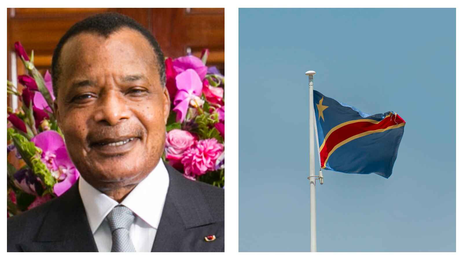 President Denis Sassou Nguesso and Republic of Congo flag