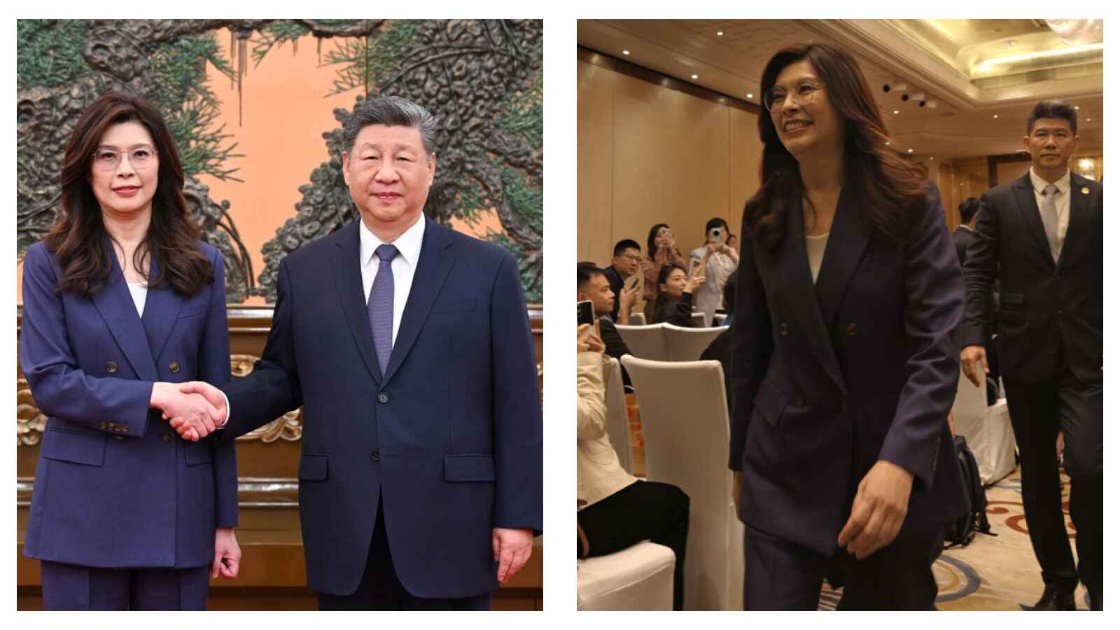 President Xi Jinping and Chinese Kuomintang (KMT) chairwoman Cheng Li-wun
