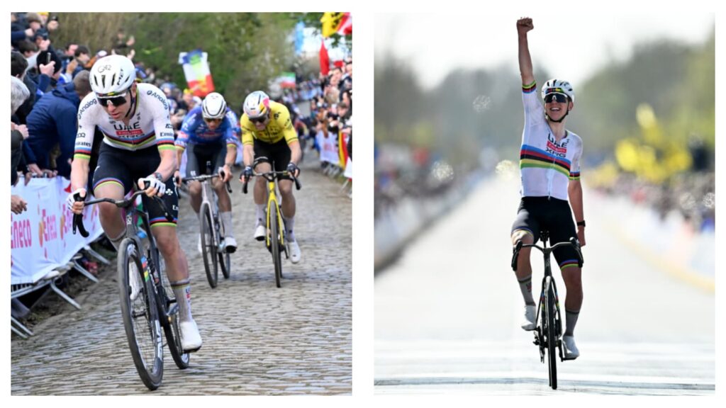 Tadej Pogacar with Mathieu van der Poel and Wout van Aert