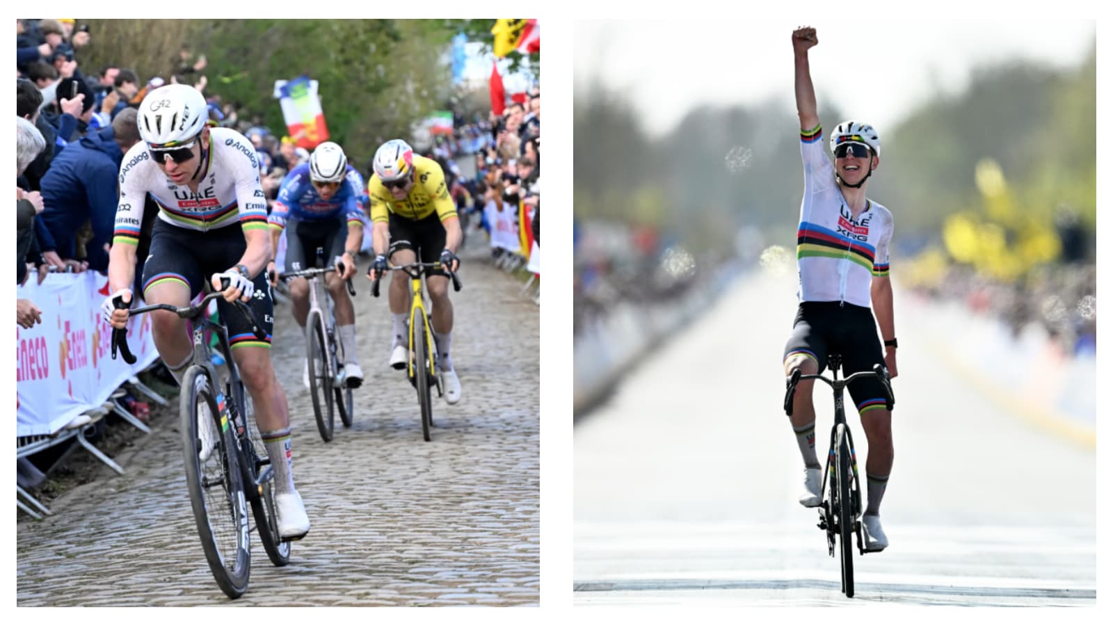Tadej Pogacar with Mathieu van der Poel and Wout van Aert