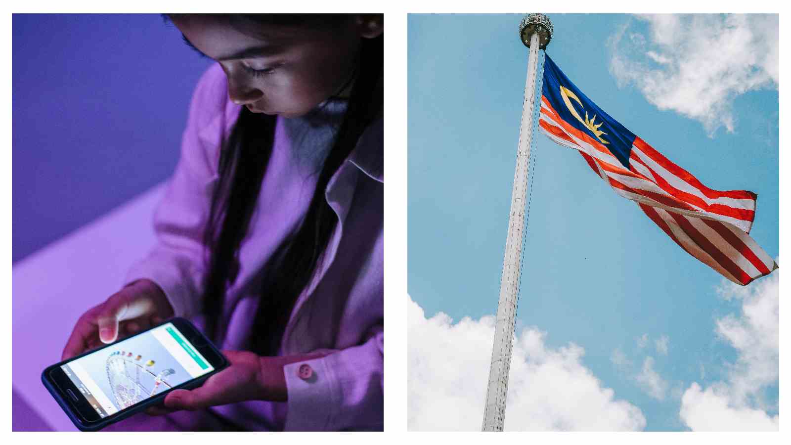 Child with screen and Malaysian Flag