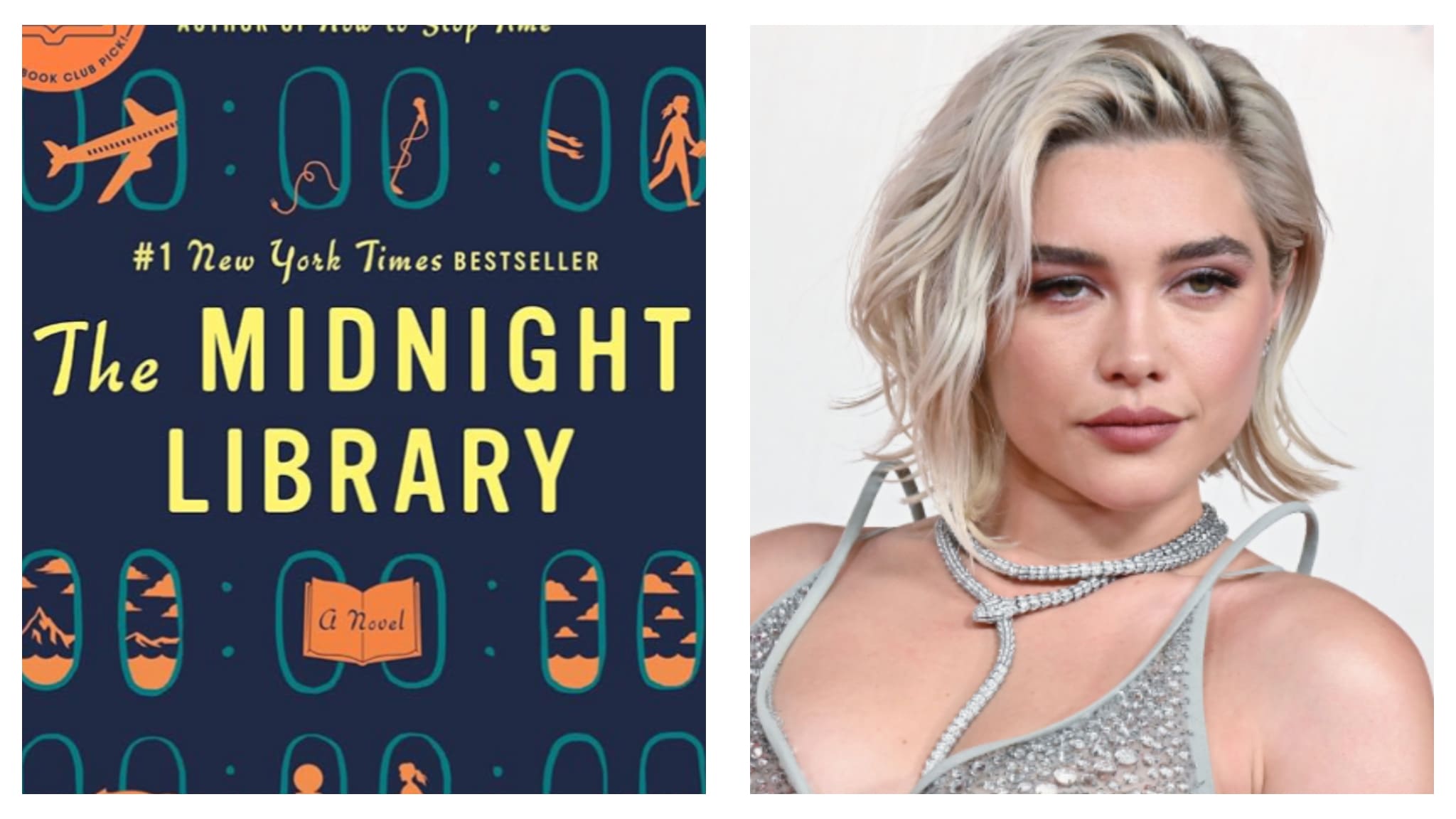 Midnight Library novel and Florence Pugh