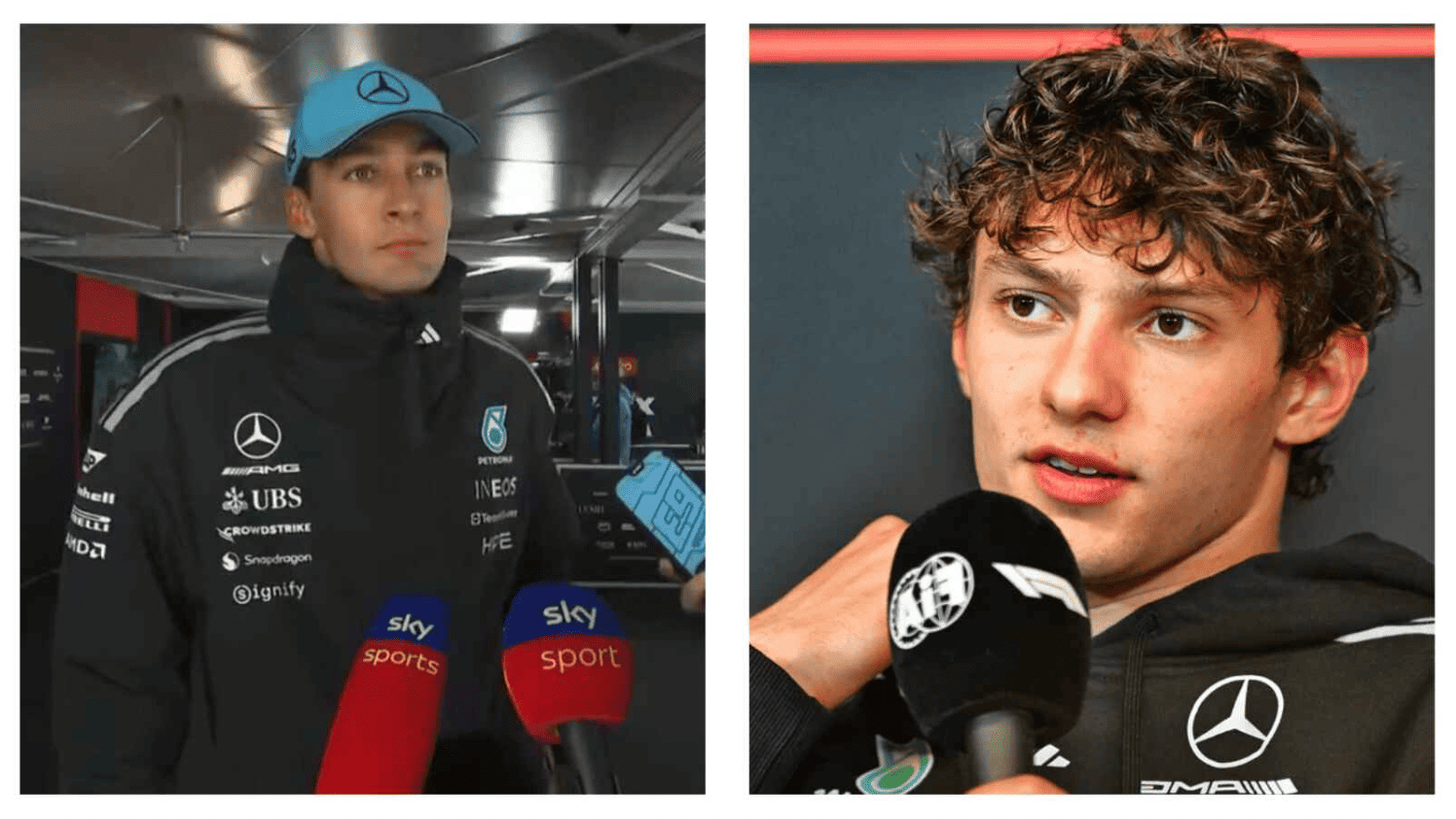 George Russell and Kimi Antonelli
