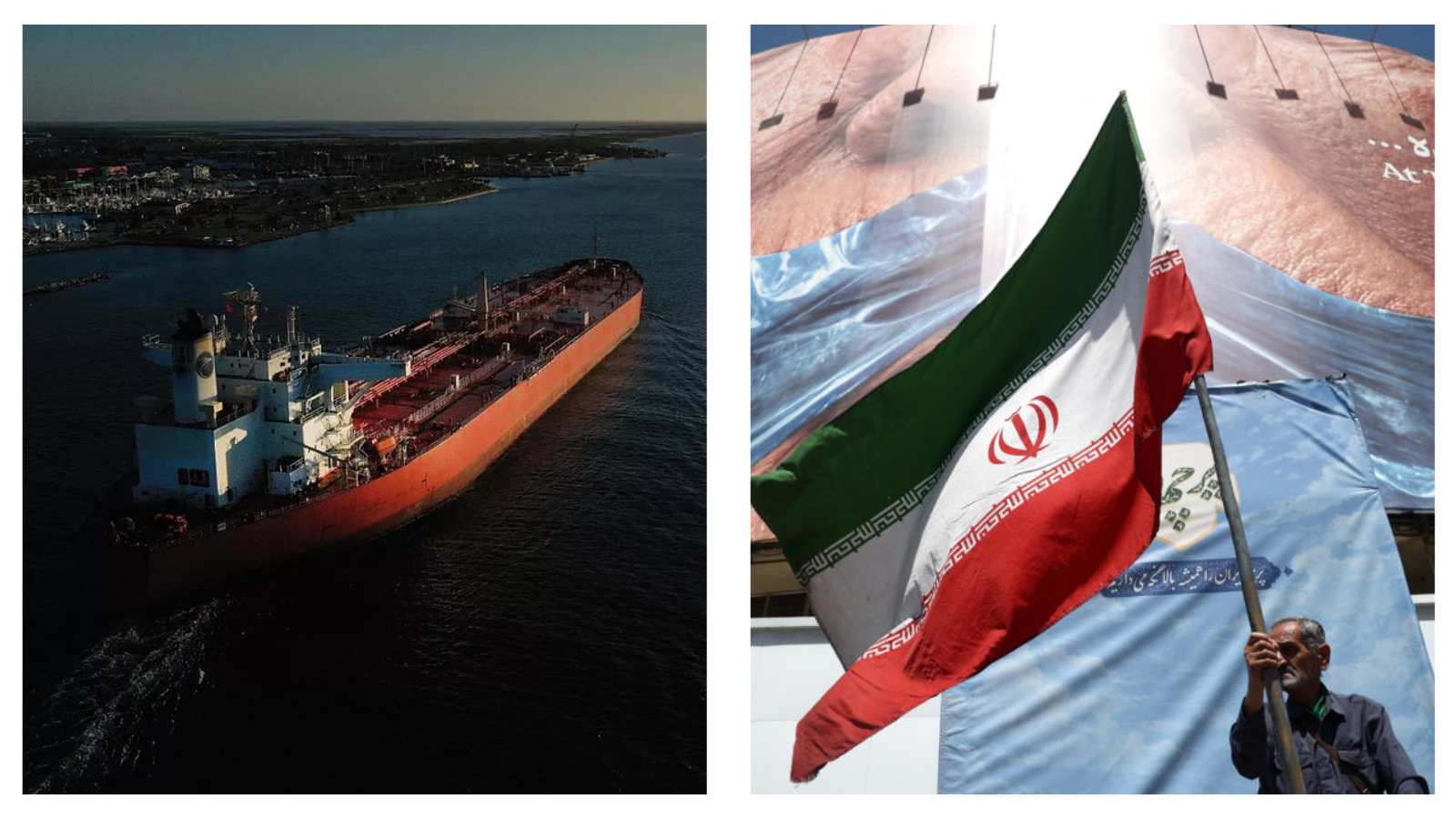 Supertanker and Iran flag