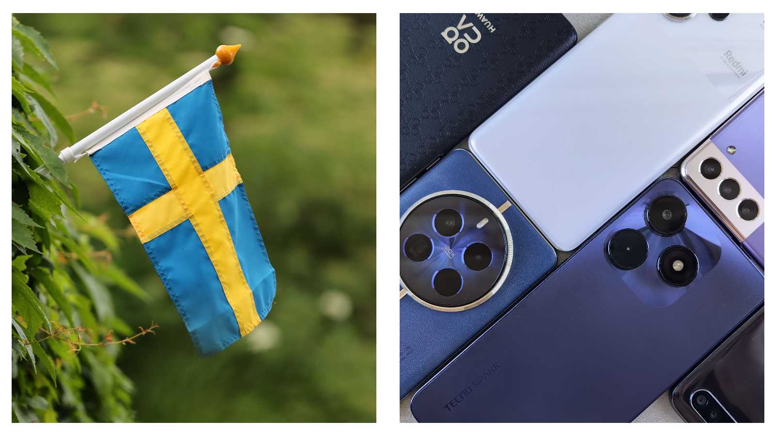 Sweden flag and mobile phones