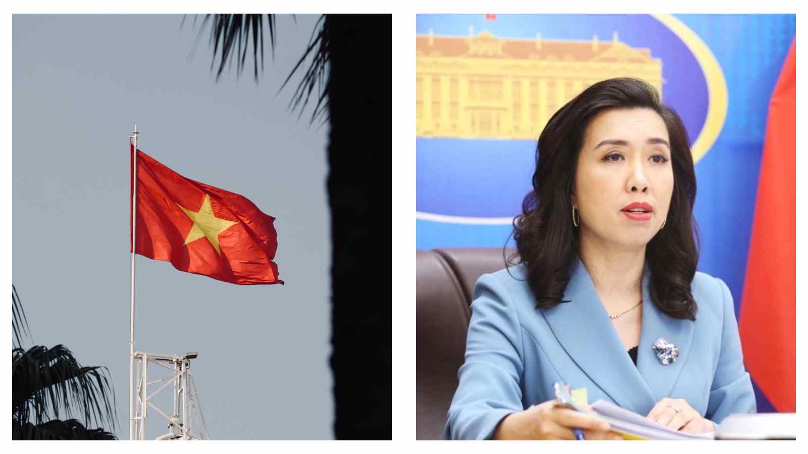 Vietnam flag and Le Thi Thu Hang