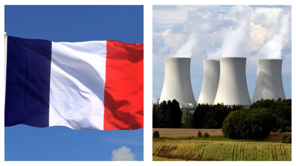 France flag and nuclear reactors