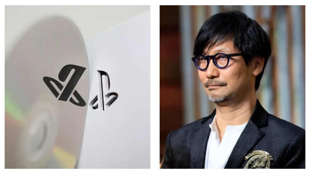 PlayStation logo and Hideo Kojima