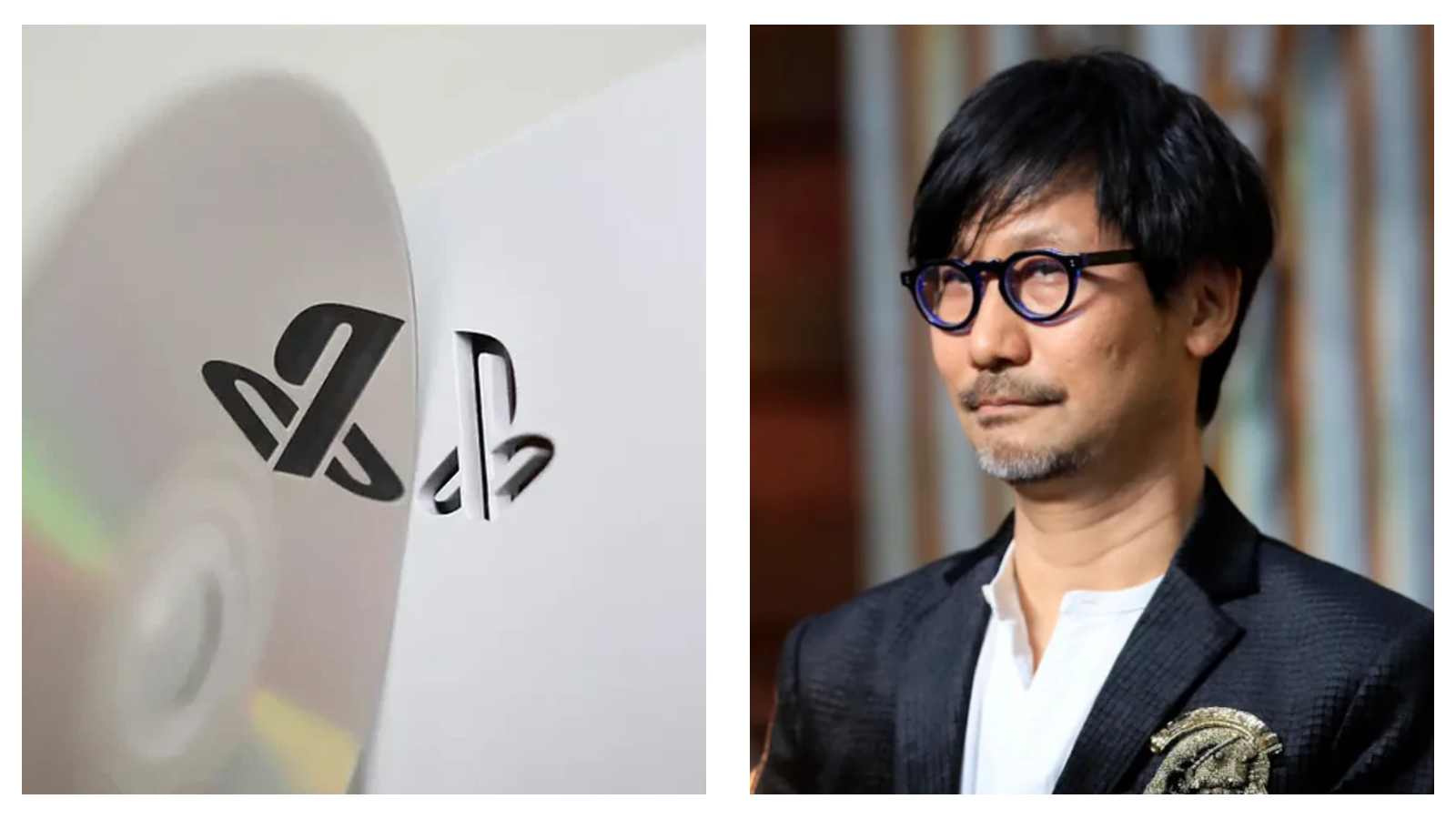 PlayStation logo and Hideo Kojima
