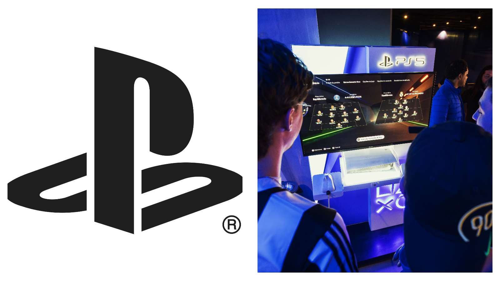 PlayStation logo and people gaming