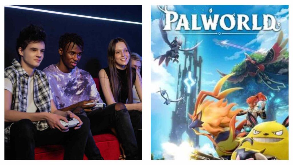 Gamers and Palworld artwork