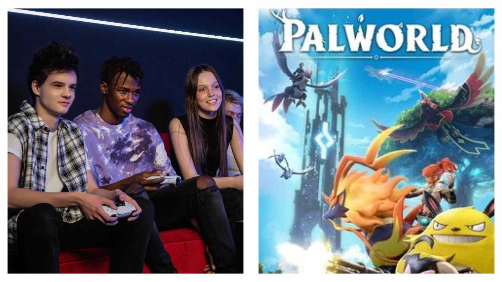 Gamers and Palworld artwork