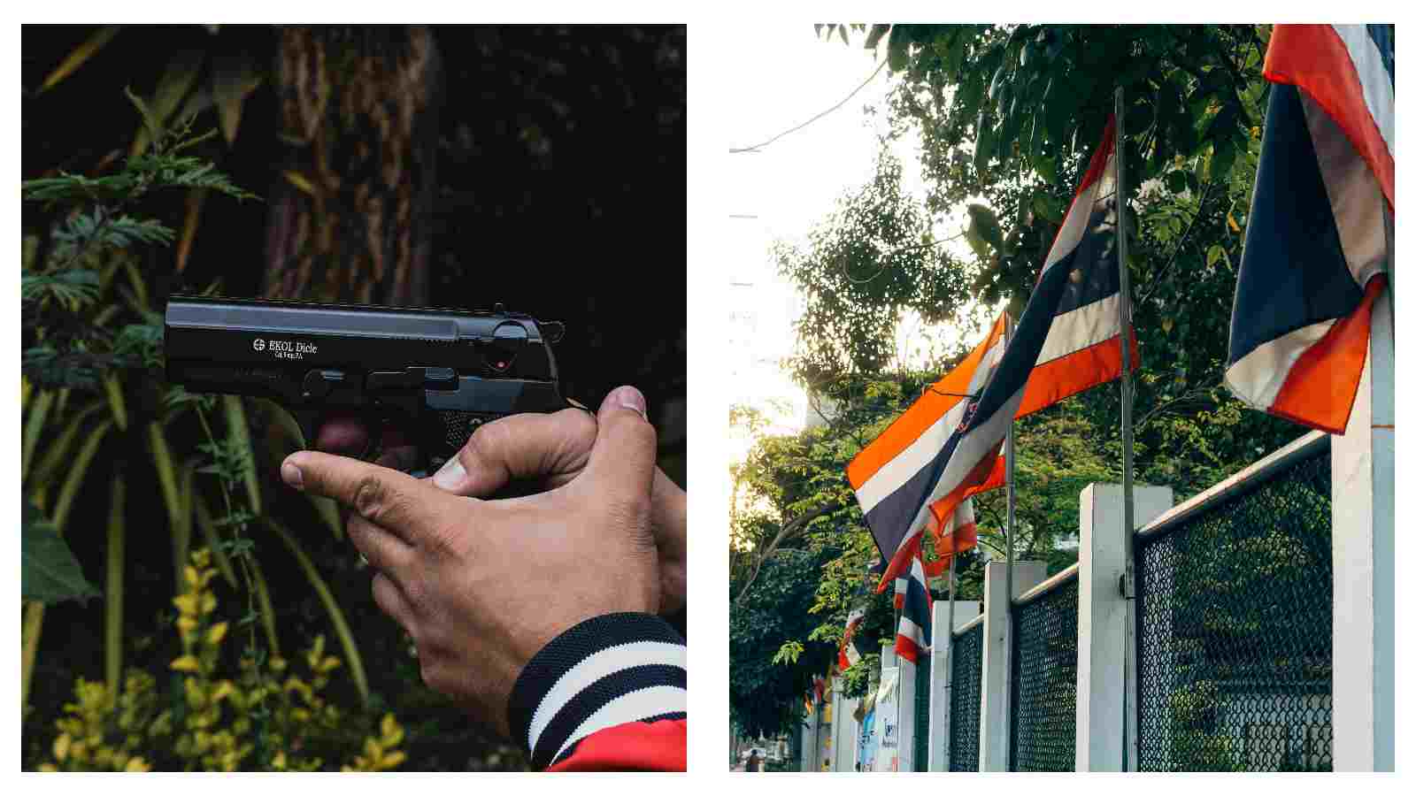 Hand gun and Thailand flag