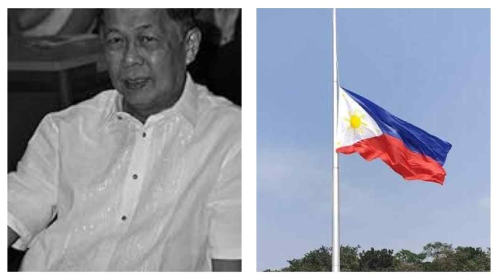 Resil Mojares and Philippine flag at half mast