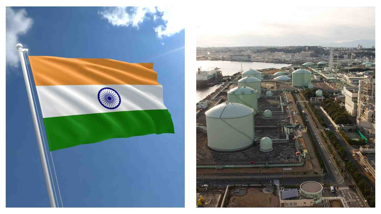 India flag and liquefied natural gas (LNG)